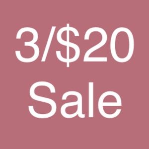 3/$20 Sale On Everything With 3/$20 In Title